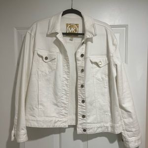 MICHEAL Michael Kors White Denim Jean Jacket W/Gold Buttons